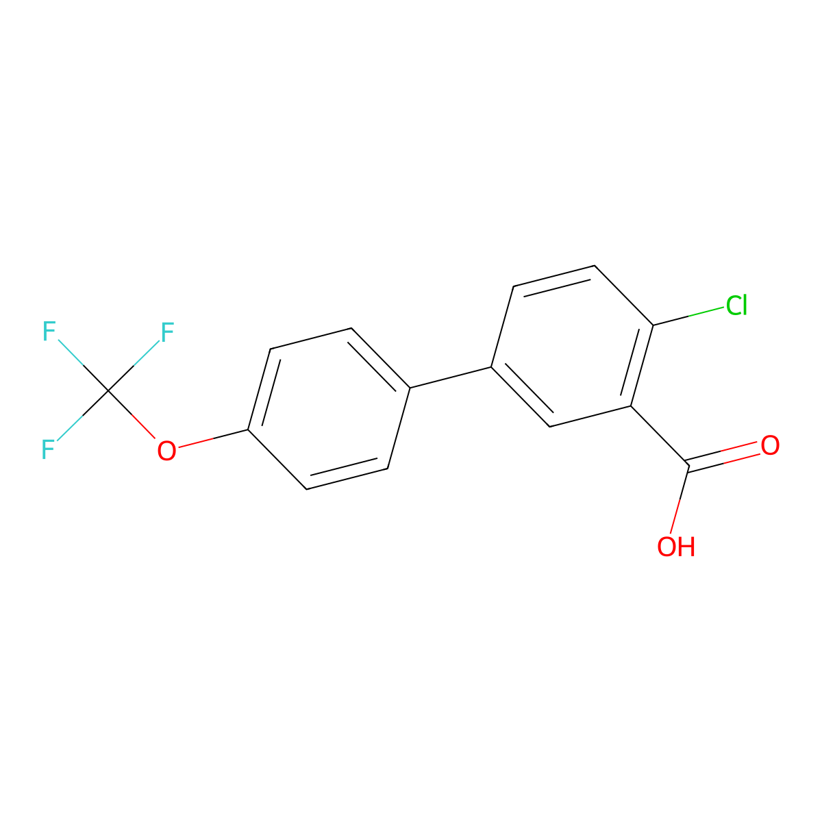 4-Chloro-4'-(trifluoromethoxy)[1,1'-biphenyl]-3-carboxylic acid molecular structure, CAS 1261855-06-4