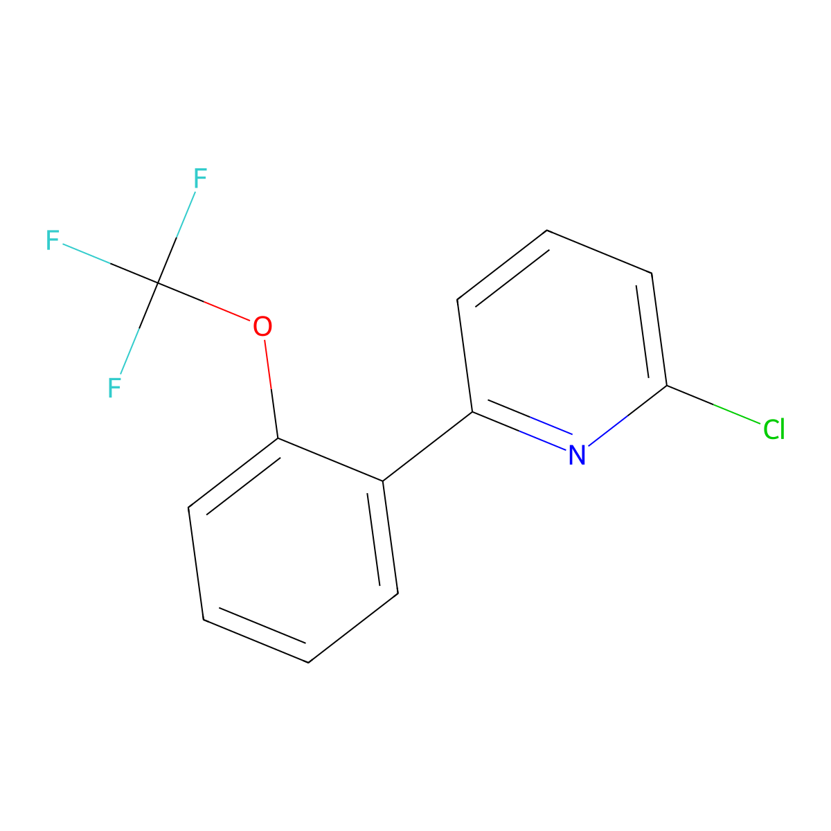 2-Chloro-6-(2-(trifluoromethoxy)phenyl)pyridine molecular structure, CAS 1261856-69-2