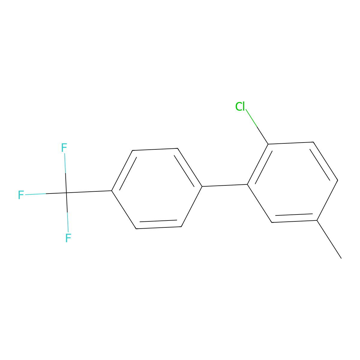 2-Chloro-5-methyl-4'-(trifluoromethyl)-1,1'-biphenyl molecular structure, CAS 1261857-65-1