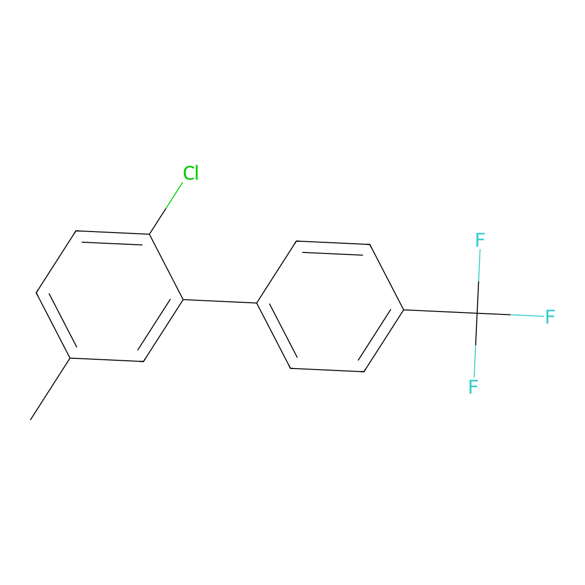 2-Chloro-5-methyl-4'-(trifluoromethyl)-1,1'-biphenyl molecular structure, CAS 1261857-65-1
