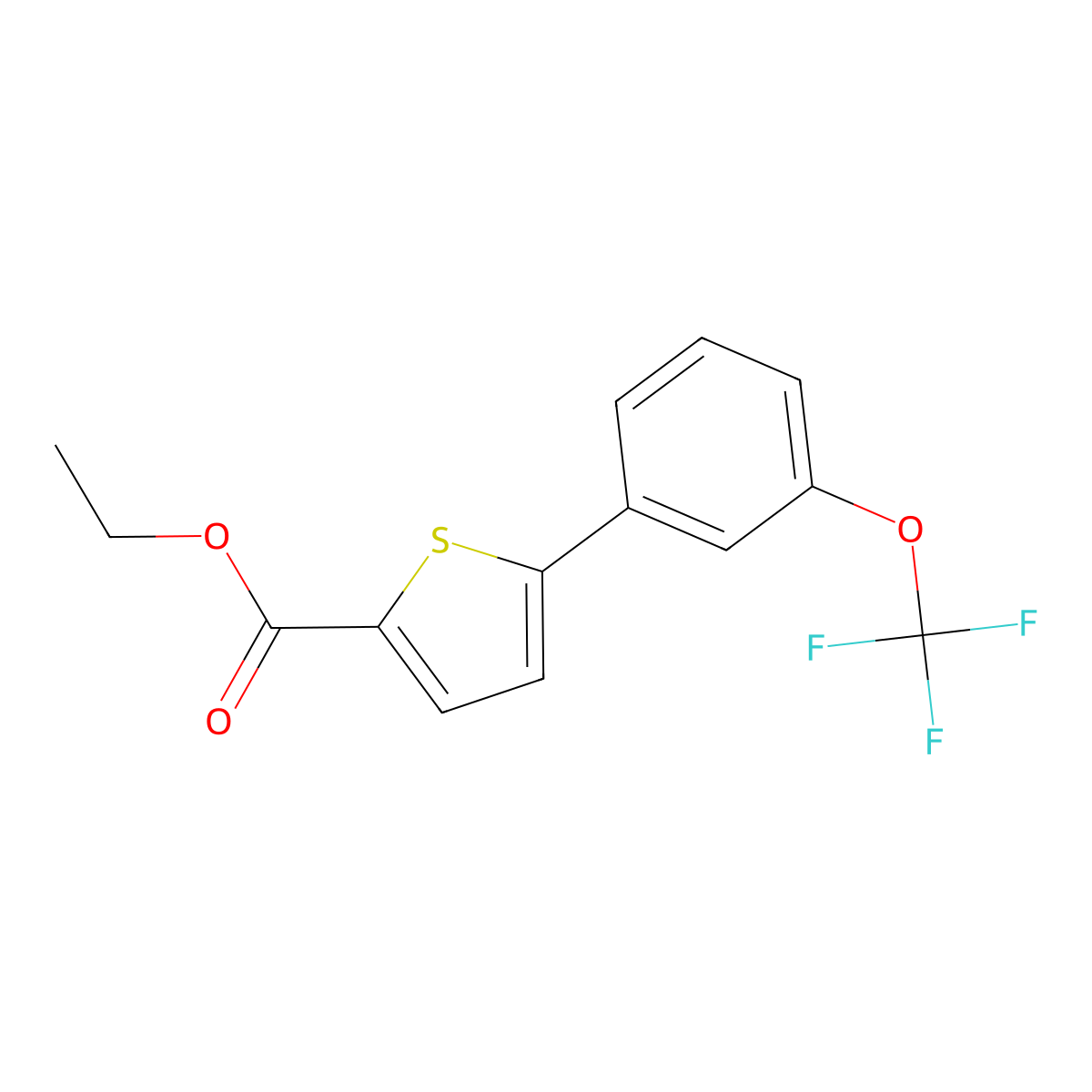 Ethyl 5-[3-(trifluoromethoxy)phenyl]-2-thiophenecarboxylate molecular structure, CAS 1261857-85-5