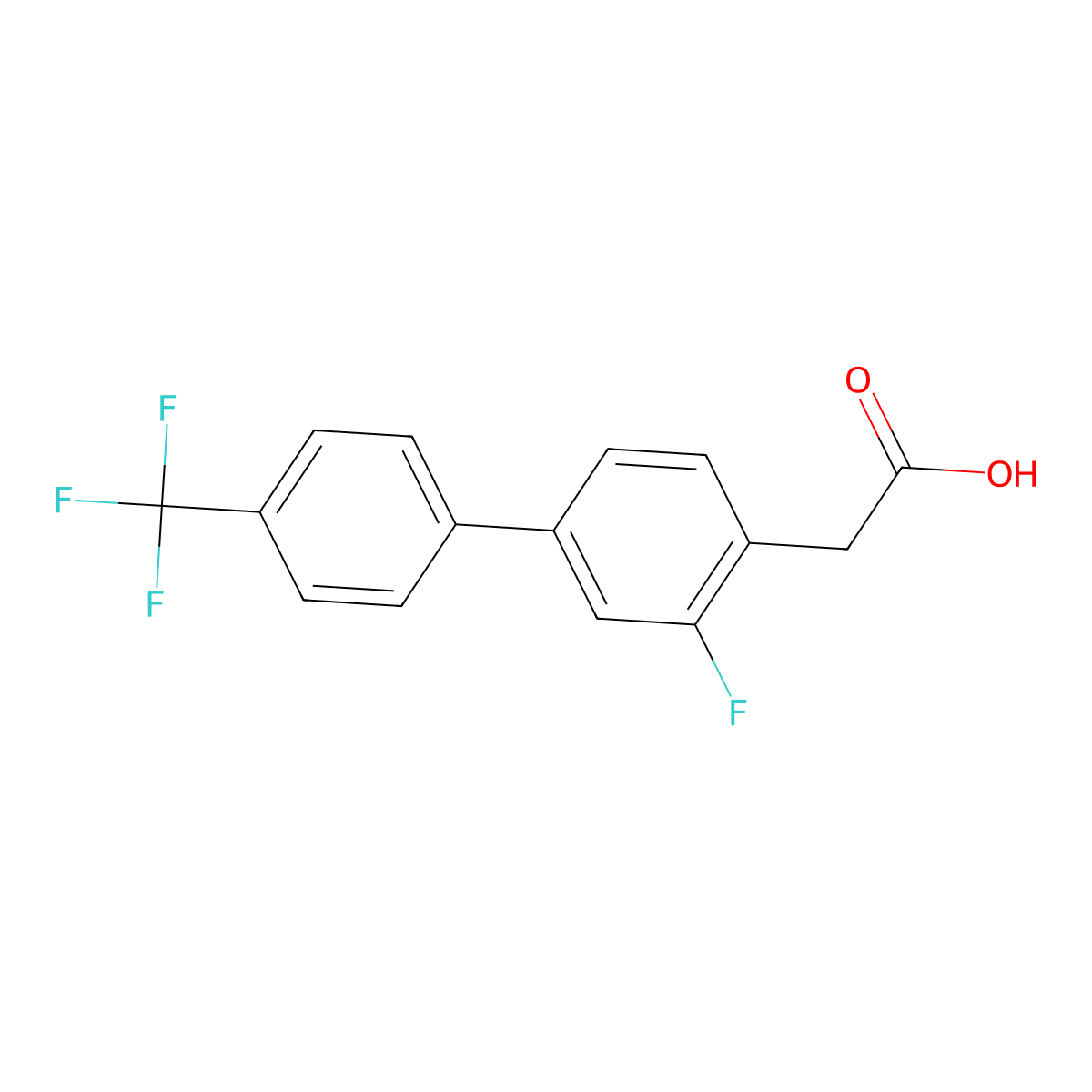 2-(3-Fluoro-4'-(trifluoromethyl)-[1,1'-biphenyl]-4-yl)acetic acid molecular structure, CAS 1261858-80-3
