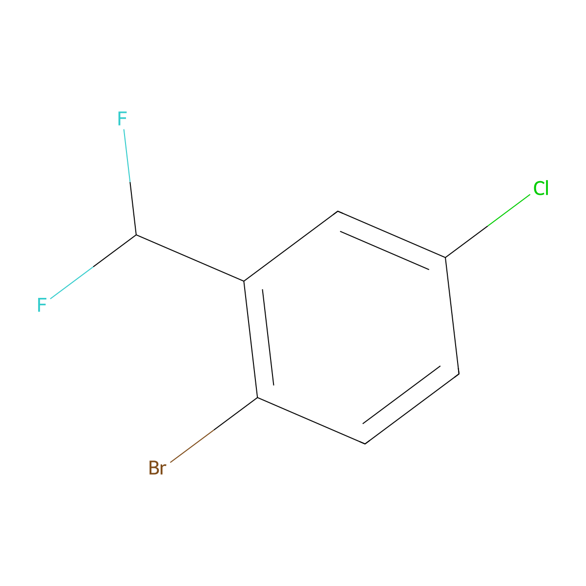 1-Bromo-4-chloro-2-(difluoromethyl)benzene molecular structure, CAS 1261859-82-8