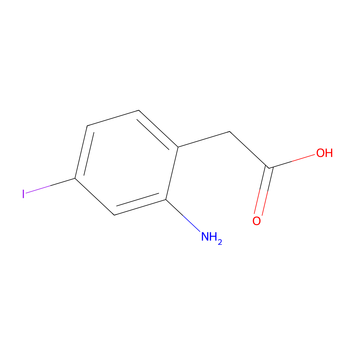 2-(2-Amino-4-iodophenyl)acetic acid molecular structure, CAS 1261861-32-8