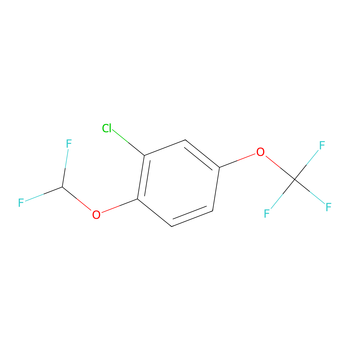Benzene, 2-chloro-1-(difluoromethoxy)-4-(trifluoromethoxy)- molecular structure, CAS 1261861-71-5