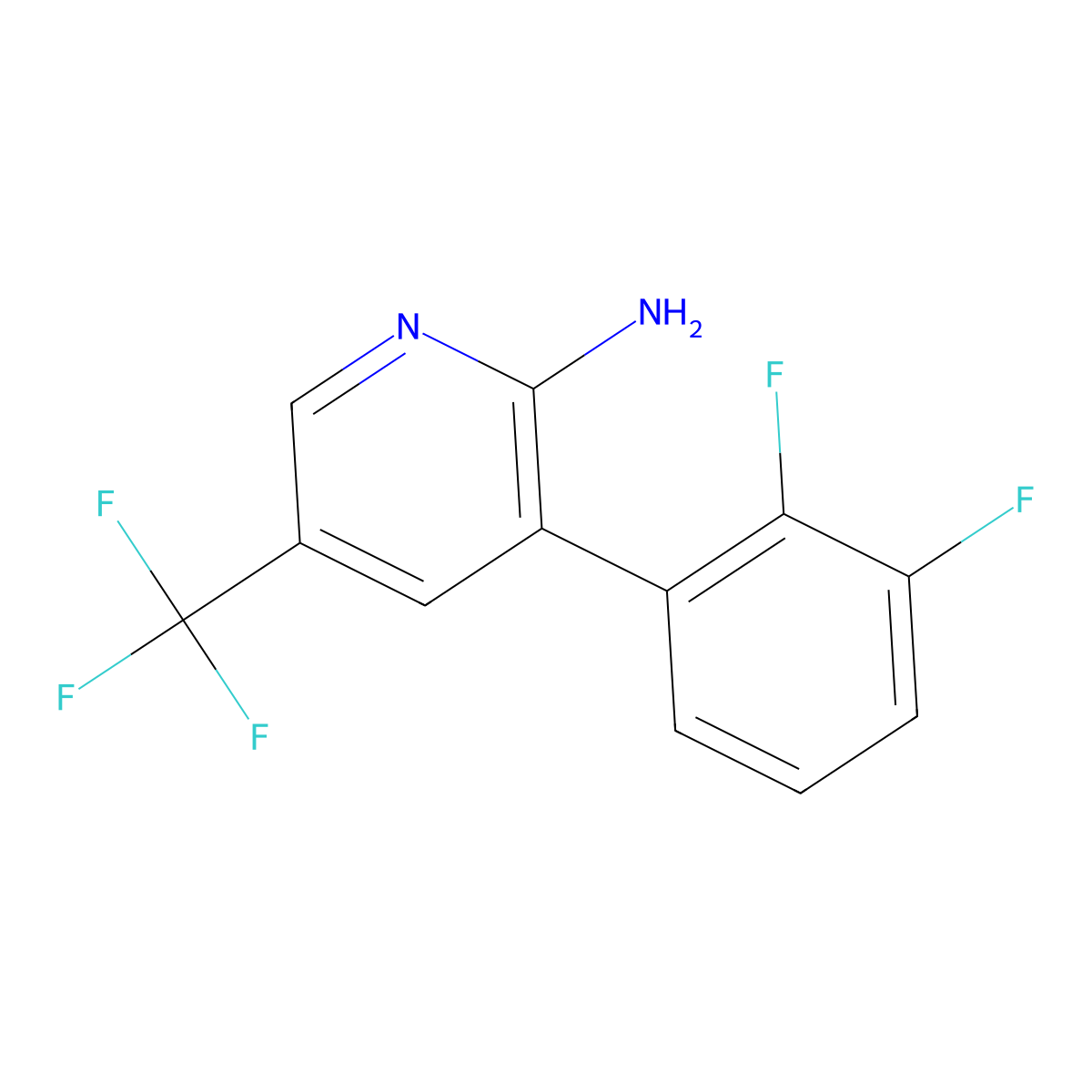 3-(2,3-Difluorophenyl)-5-(trifluoromethyl)pyridin-2-amine molecular structure, CAS 1261862-88-7