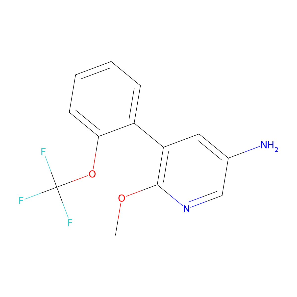 6-Methoxy-5-(2-(trifluoromethoxy)phenyl)pyridin-3-amine molecular structure, CAS 1261862-95-6