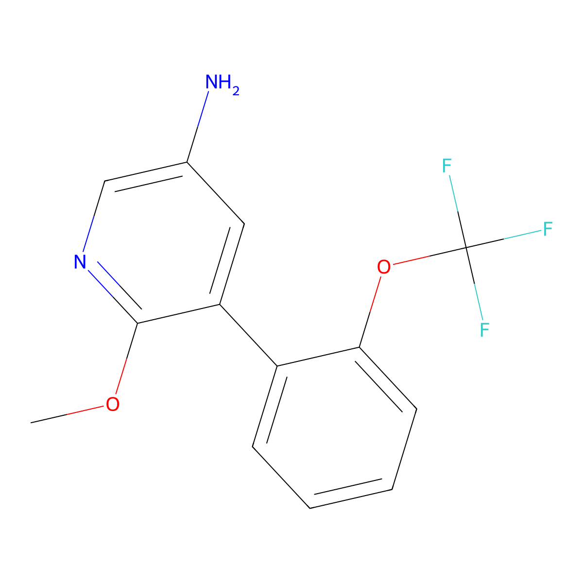 6-Methoxy-5-(2-(trifluoromethoxy)phenyl)pyridin-3-amine molecular structure, CAS 1261862-95-6
