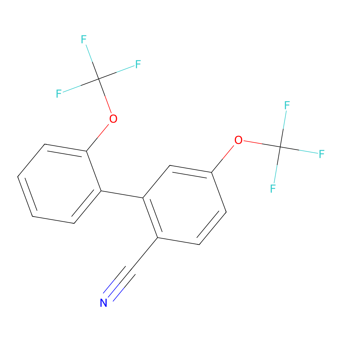 2',5-Bis(trifluoromethoxy)-[1,1'-biphenyl]-2-carbonitrile molecular structure, CAS 1261863-68-6