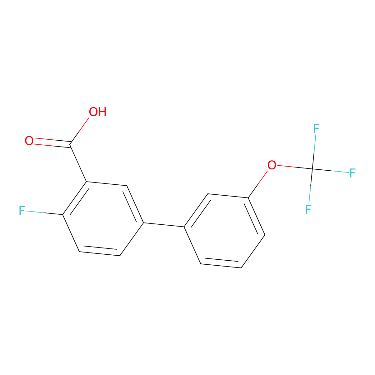 2-Fluoro-5-(3-trifluoromethoxyphenyl)benzoic acid molecular structure, CAS 1261864-95-2