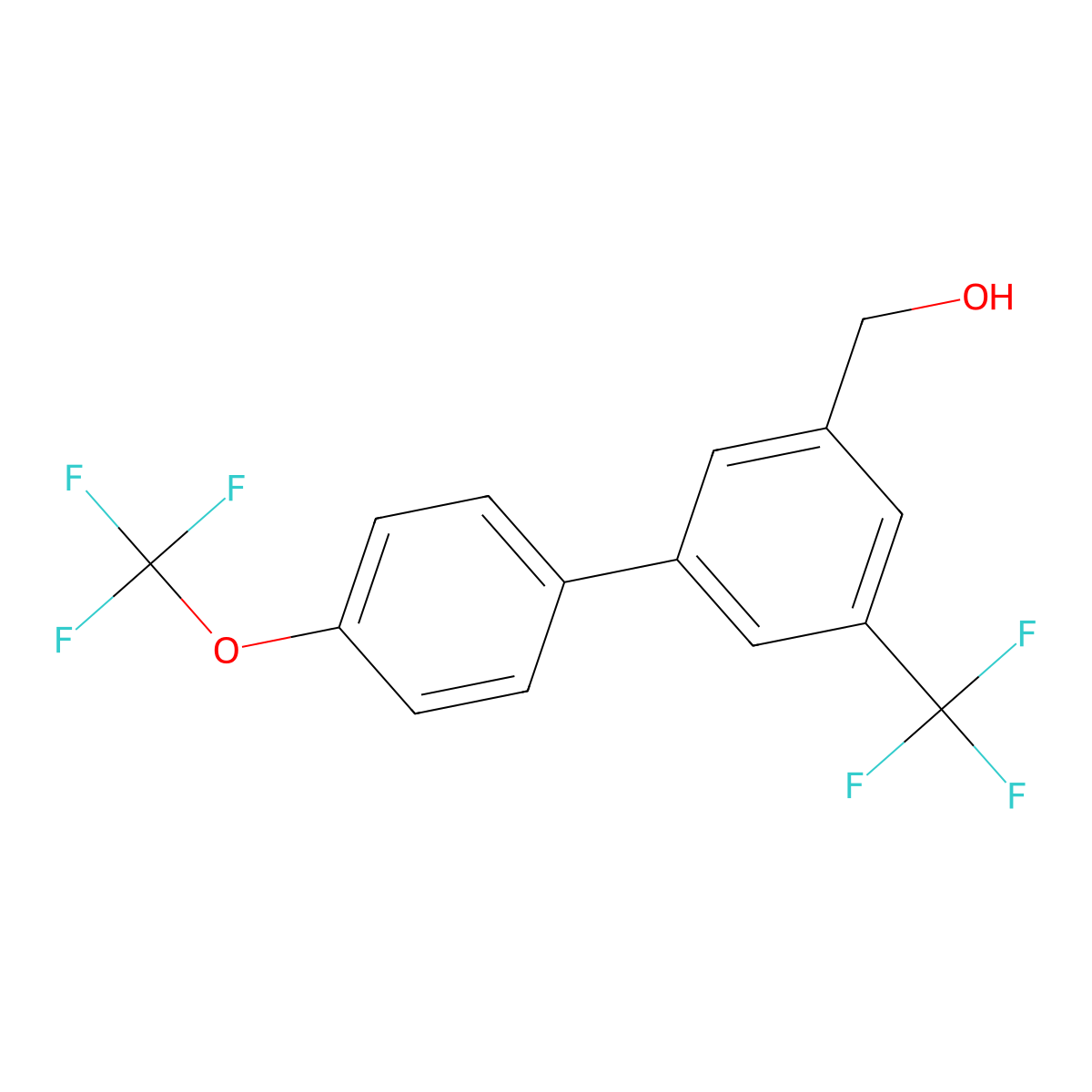 (4'-(Trifluoromethoxy)-5-(trifluoromethyl)-[1,1'-biphenyl]-3-yl)methanol molecular structure, CAS 1261865-23-9