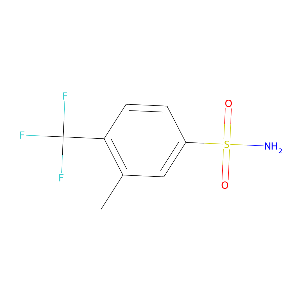 3-Methyl-4-(trifluoromethyl)benzene-1-sulfonamide molecular structure, CAS 1261866-11-8