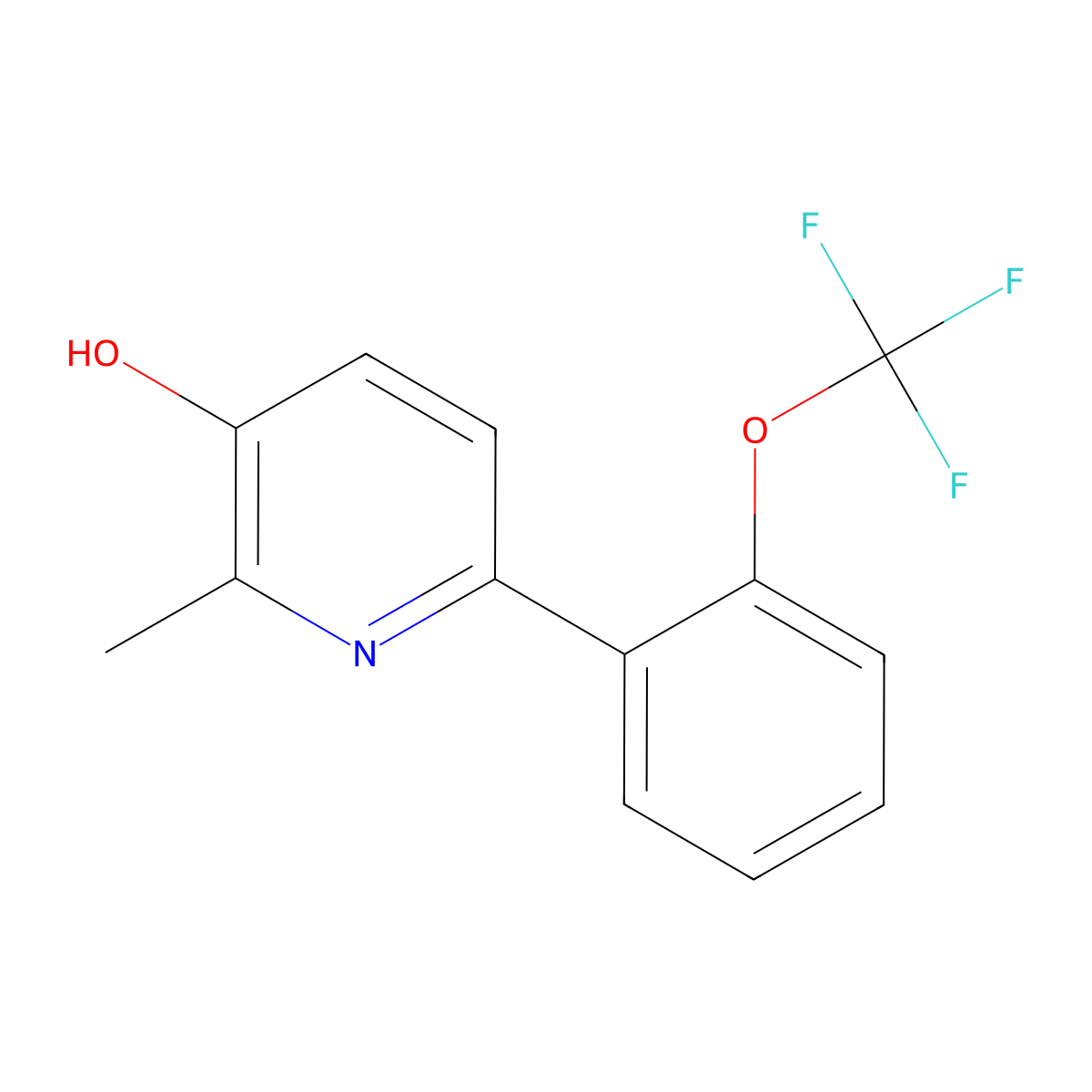 2-Methyl-6-(2-(trifluoromethoxy)phenyl)pyridin-3-ol molecular structure, CAS 1261867-53-1