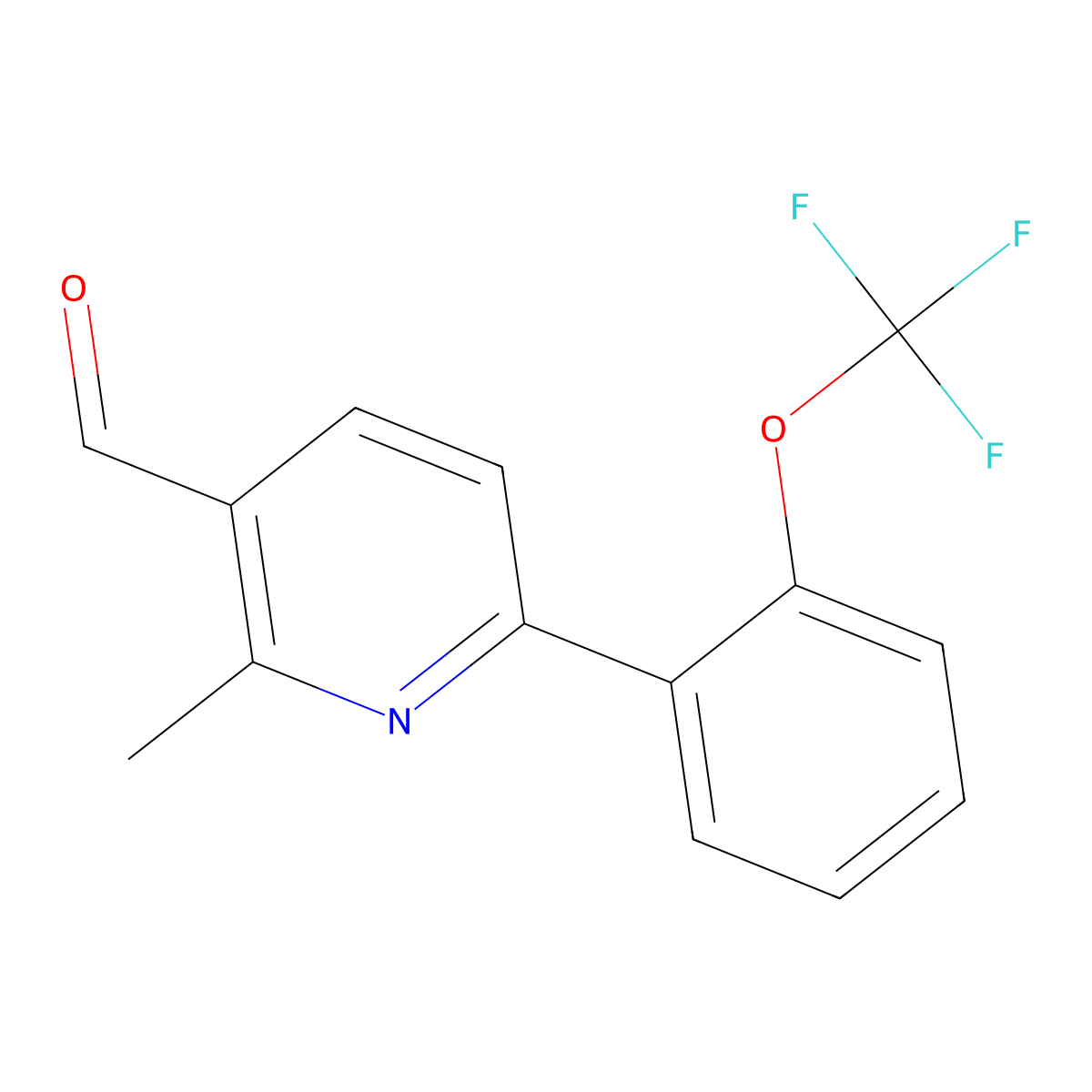 2-Methyl-6-[2-(trifluoromethoxy)phenyl]-3-pyridinecarboxaldehyde molecular structure, CAS 1261867-61-1