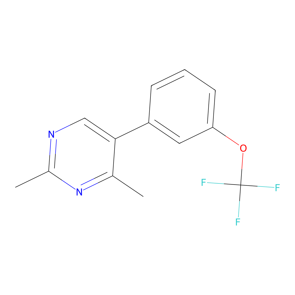 2,4-Dimethyl-5-(3-(trifluoromethoxy)phenyl)pyrimidine molecular structure, CAS 1261867-68-8
