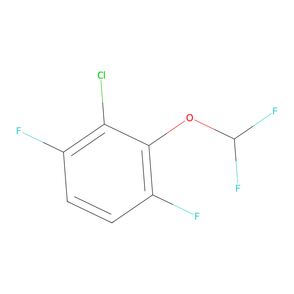 2-Chloro-3-(difluoromethoxy)-1,4-difluoro-benzene molecular structure, CAS 1261869-12-8