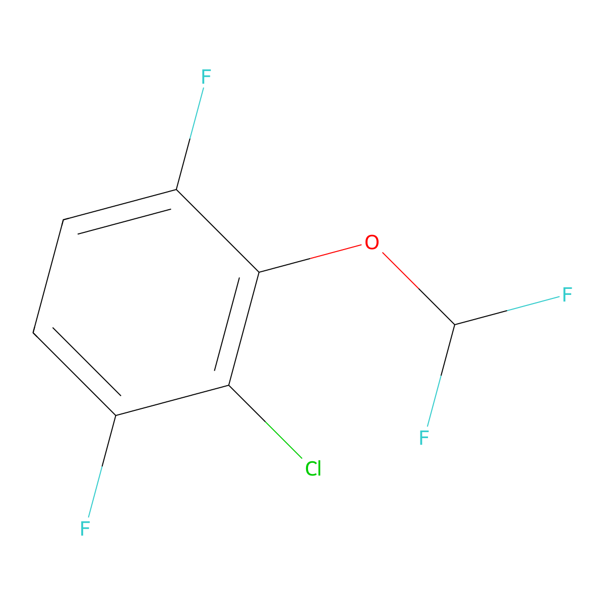 2-Chloro-3-(difluoromethoxy)-1,4-difluoro-benzene molecular structure, CAS 1261869-12-8