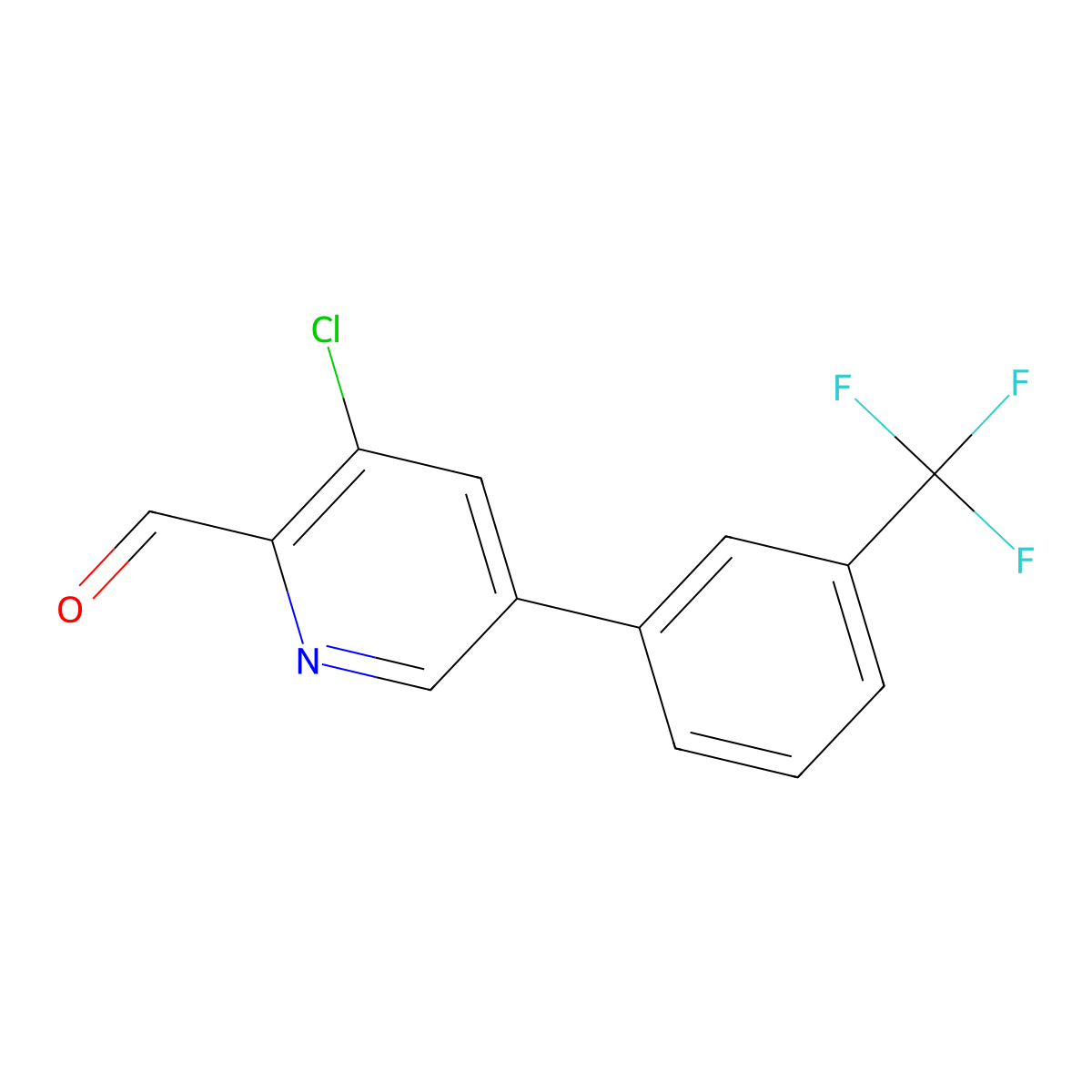 2-Pyridinecarboxaldehyde, 3-chloro-5-[3-(trifluoromethyl)phenyl]- molecular structure, CAS 1261869-26-4