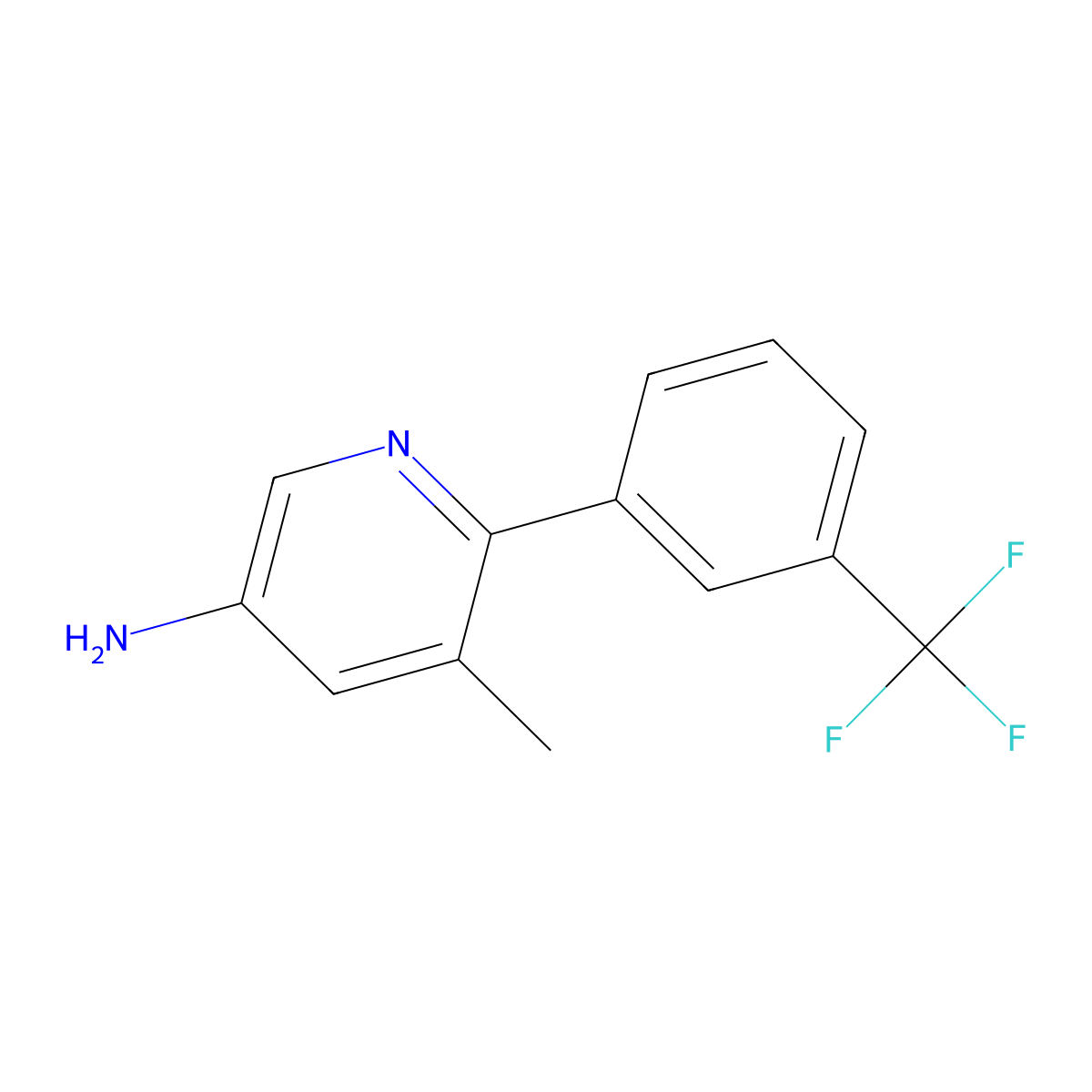 5-Methyl-6-(3-(trifluoromethyl)phenyl)pyridin-3-amine molecular structure, CAS 1261870-43-2