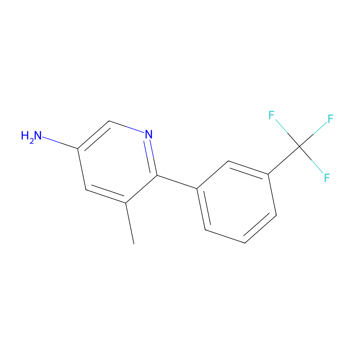 5-Methyl-6-(3-(trifluoromethyl)phenyl)pyridin-3-amine molecular structure, CAS 1261870-43-2