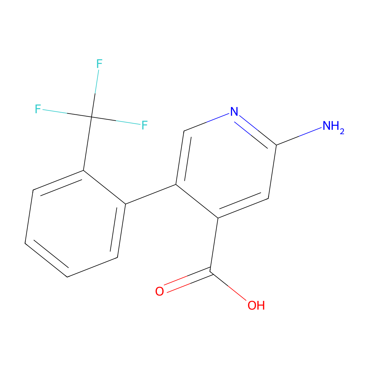 2-Amino-5-(2-(trifluoromethyl)phenyl)isonicotinic acid molecular structure, CAS 1261870-49-8