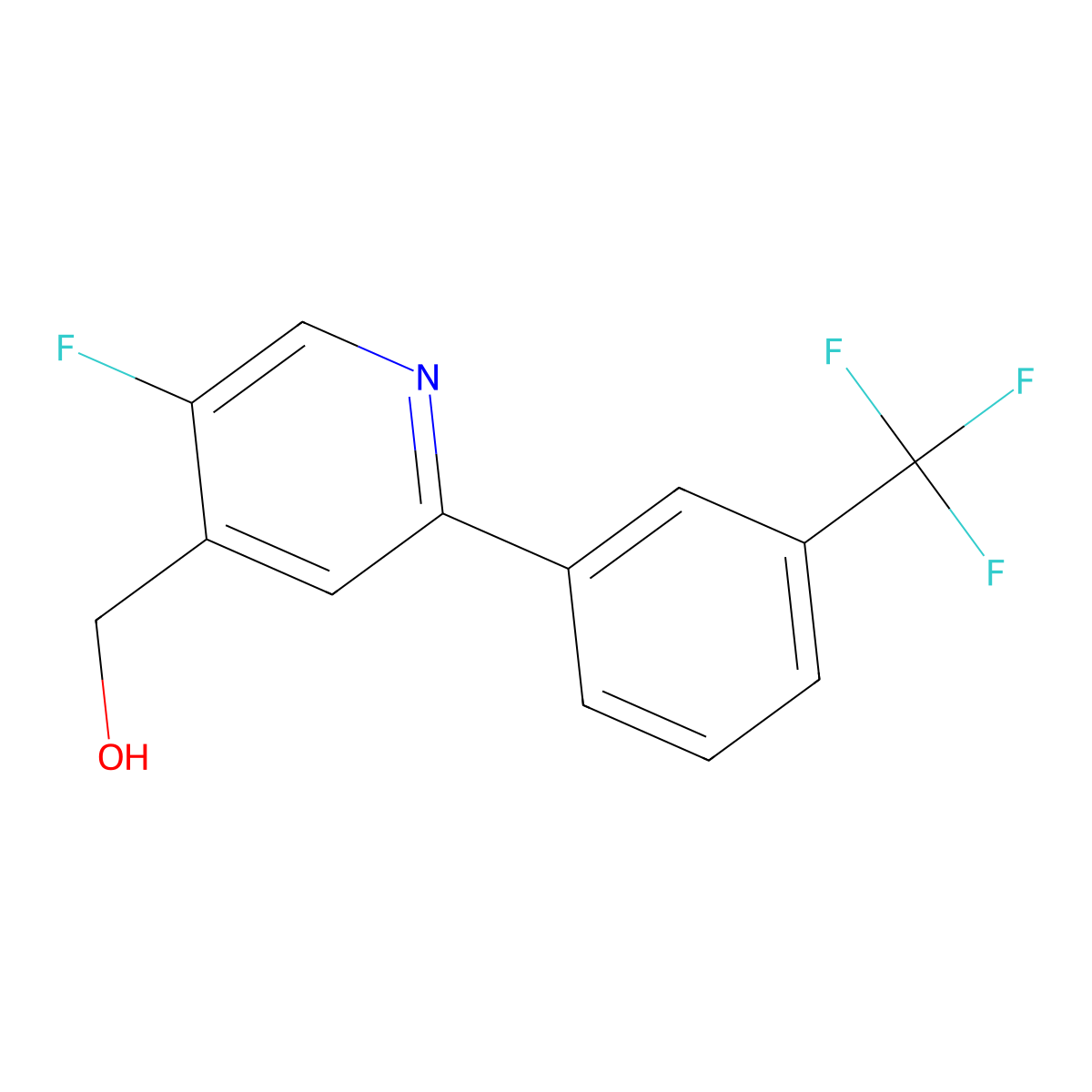 (5-Fluoro-2-(3-(trifluoromethyl)phenyl)pyridin-4-yl)methanol molecular structure, CAS 1261871-33-3