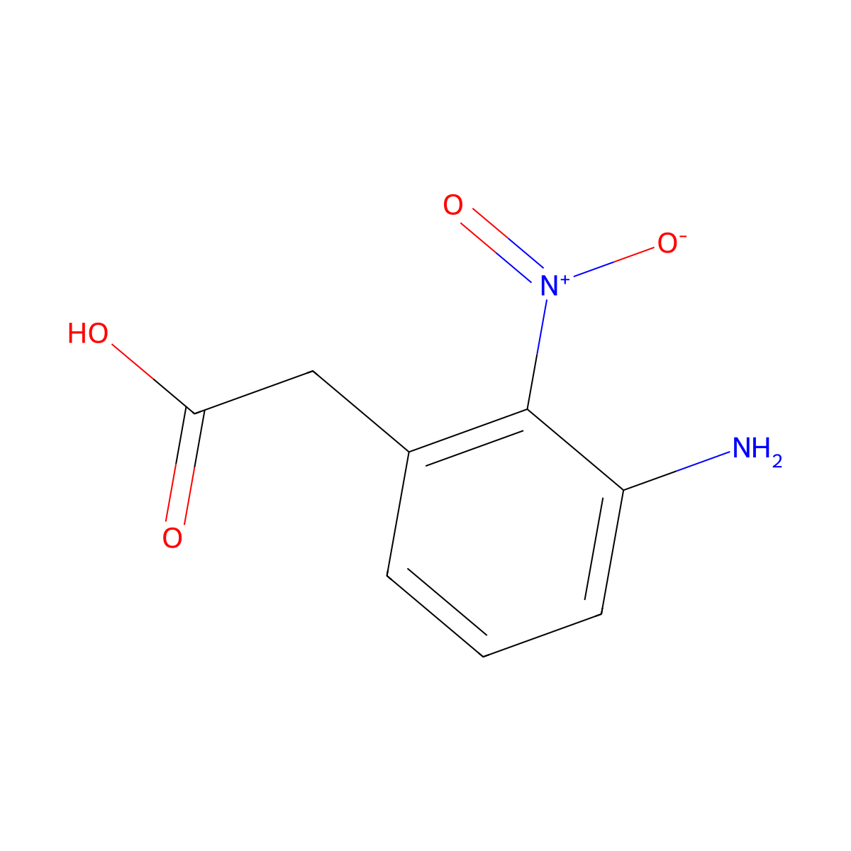 2-(3-Amino-2-nitrophenyl)acetic acid molecular structure, CAS 1261873-32-8