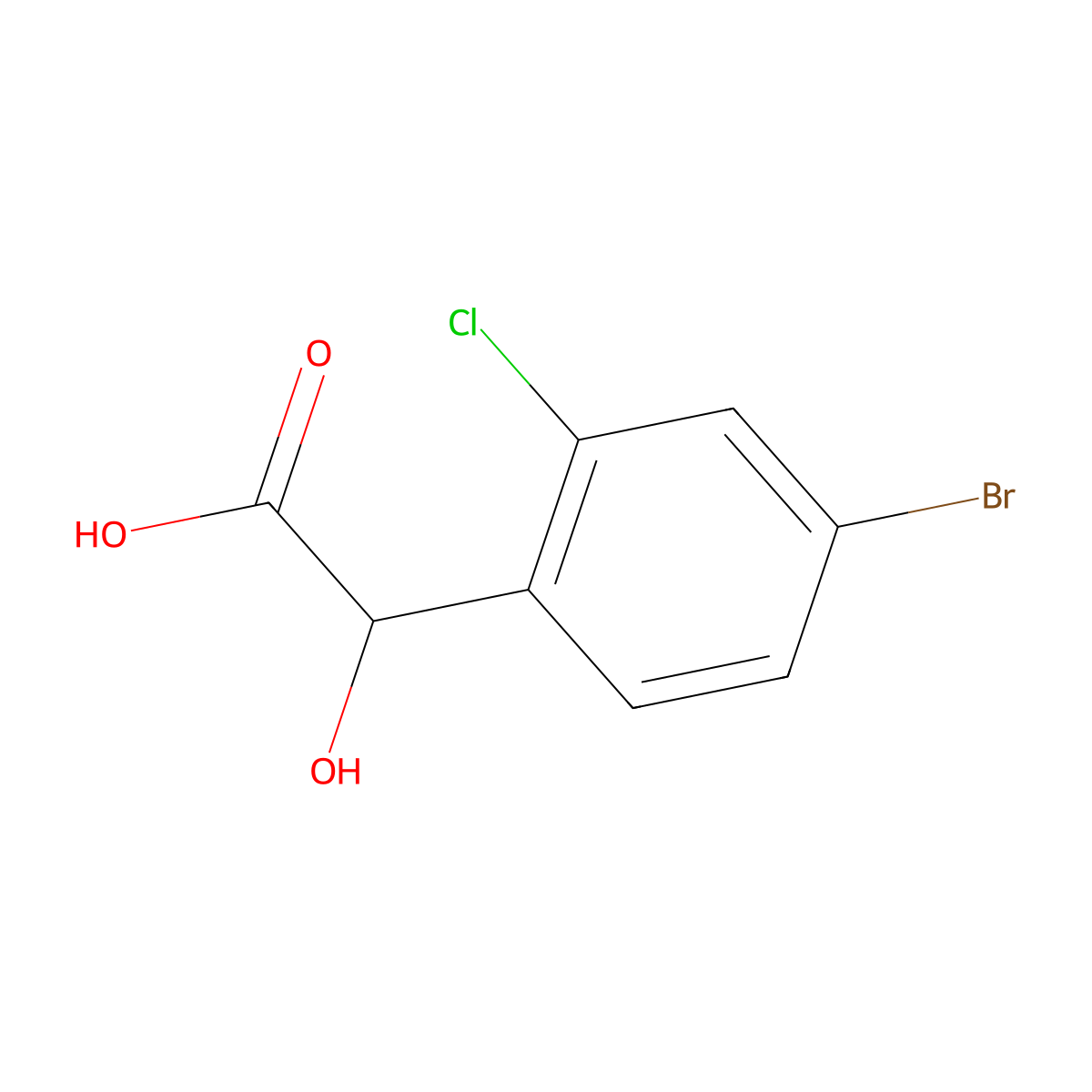 2-(4-Bromo-2-chlorophenyl)-2-hydroxyacetic acid molecular structure, CAS 1261874-60-5