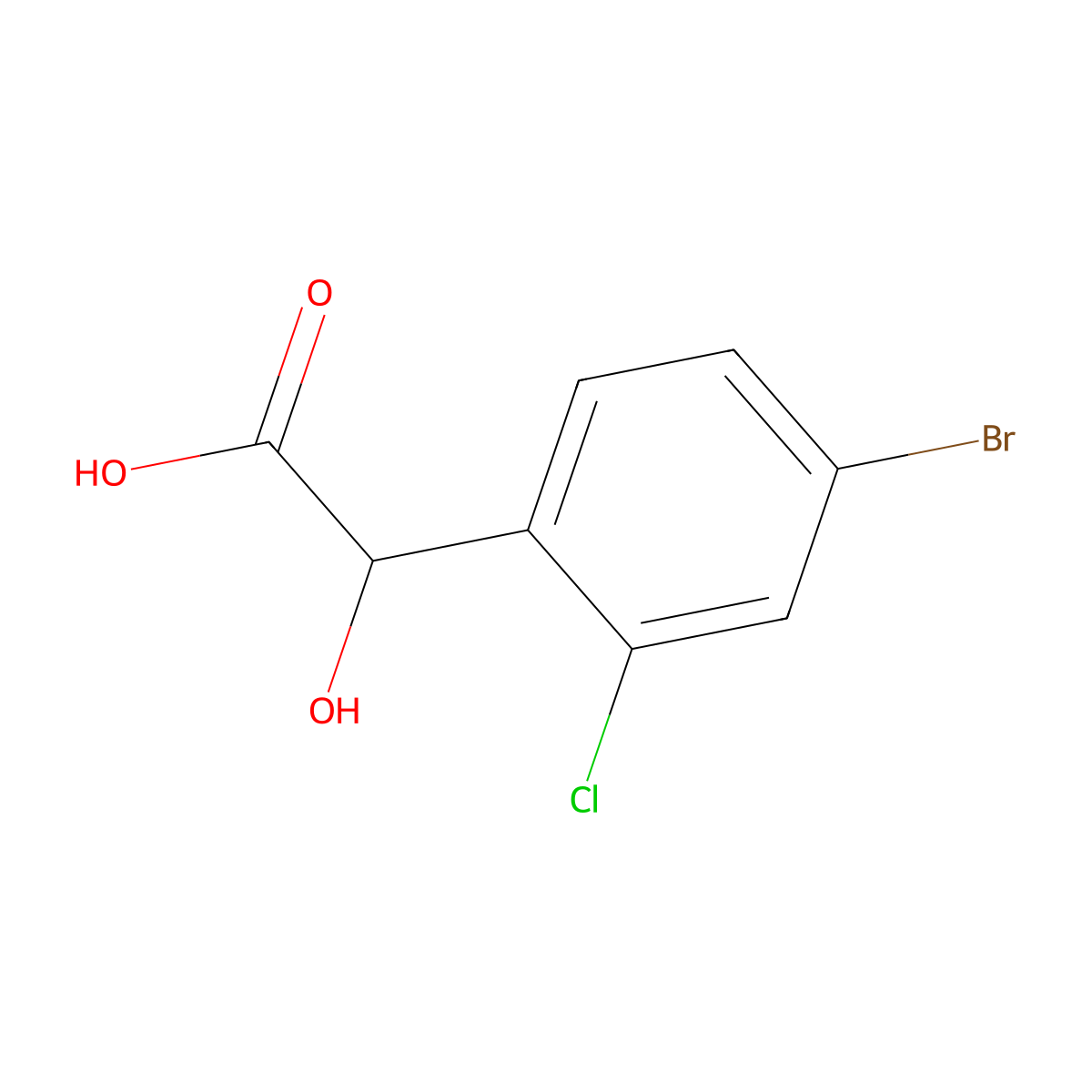 2-(4-Bromo-2-chlorophenyl)-2-hydroxyacetic acid molecular structure, CAS 1261874-60-5