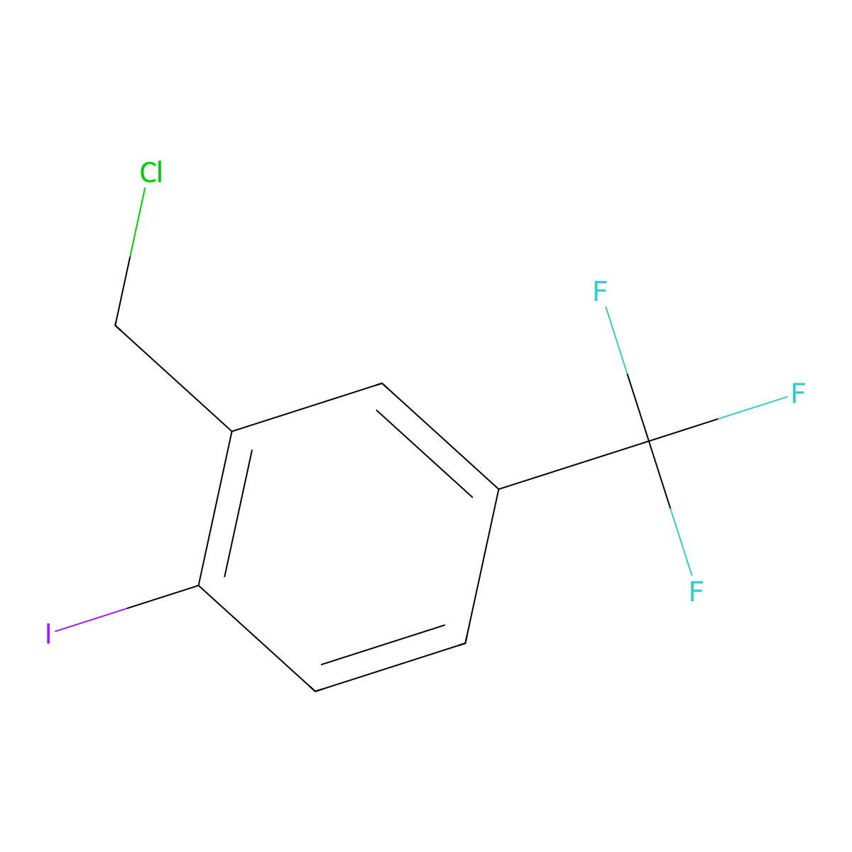 2-(Chloromethyl)-1-iodo-4-(trifluoromethyl)benzene molecular structure, CAS 1261876-45-2