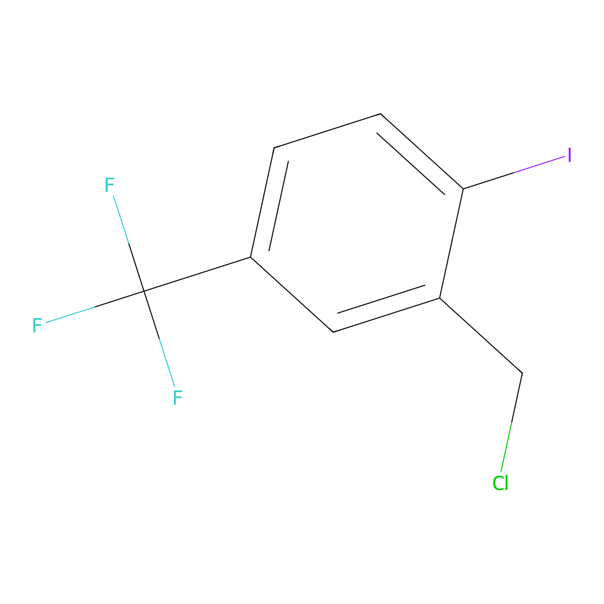 2-(Chloromethyl)-1-iodo-4-(trifluoromethyl)benzene molecular structure, CAS 1261876-45-2