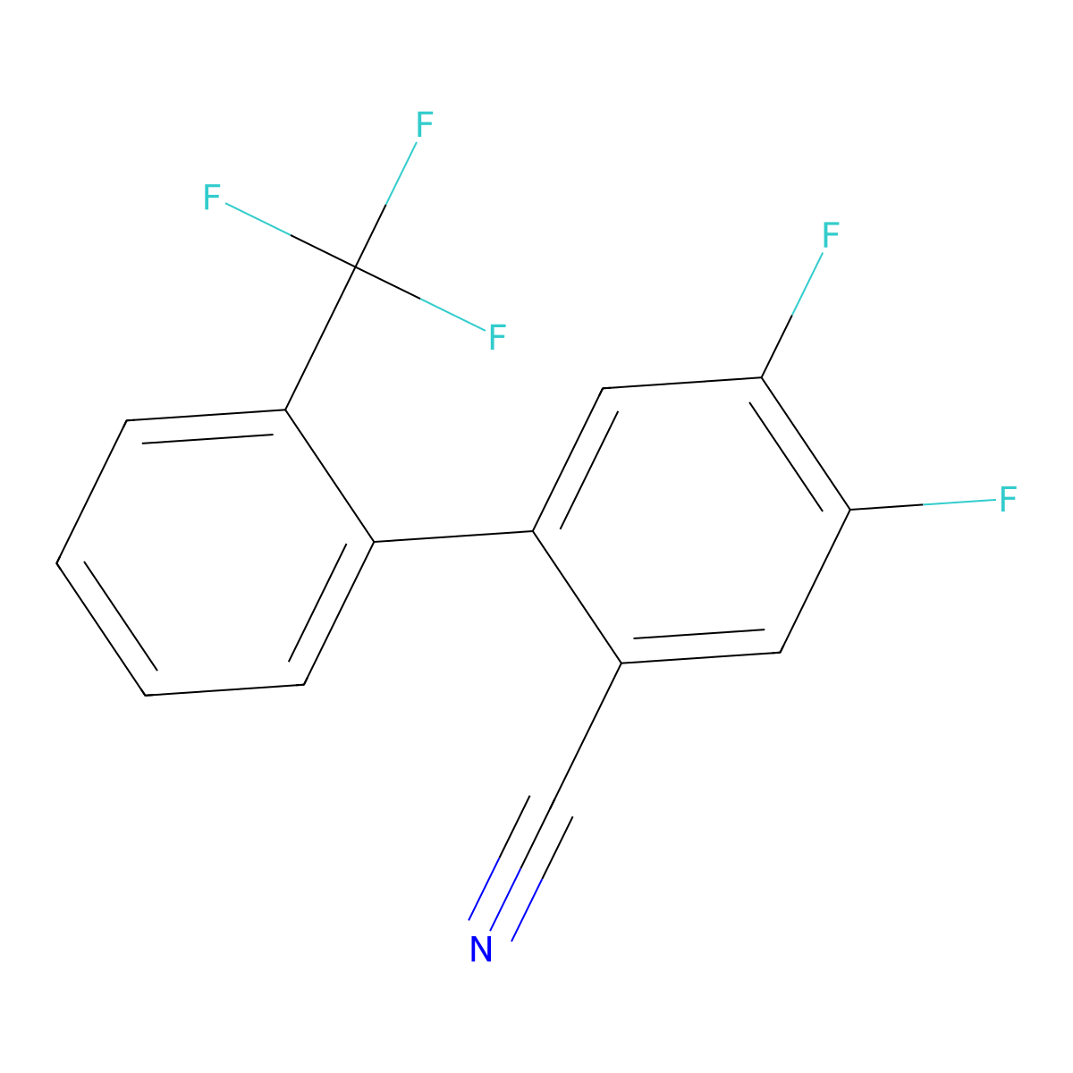 4,5-Difluoro-2'-(trifluoromethyl)-[1,1'-biphenyl]-2-carbonitrile molecular structure, CAS 1261876-91-8