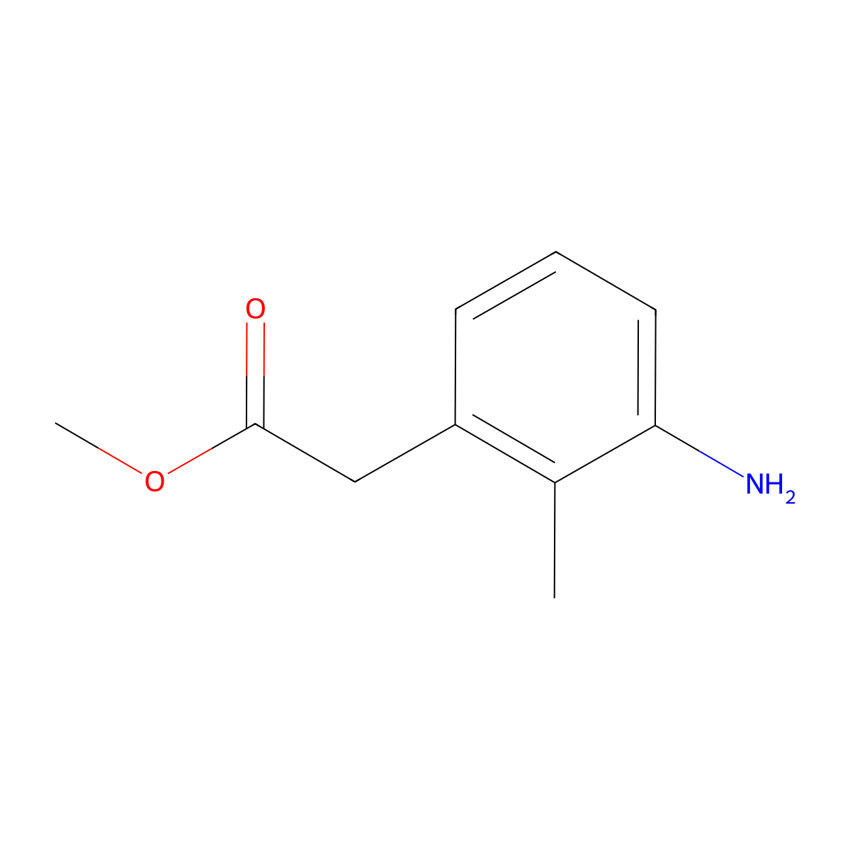 Benzeneacetic acid, 3-amino-2-methyl-, methyl ester molecular structure, CAS 1261877-85-3