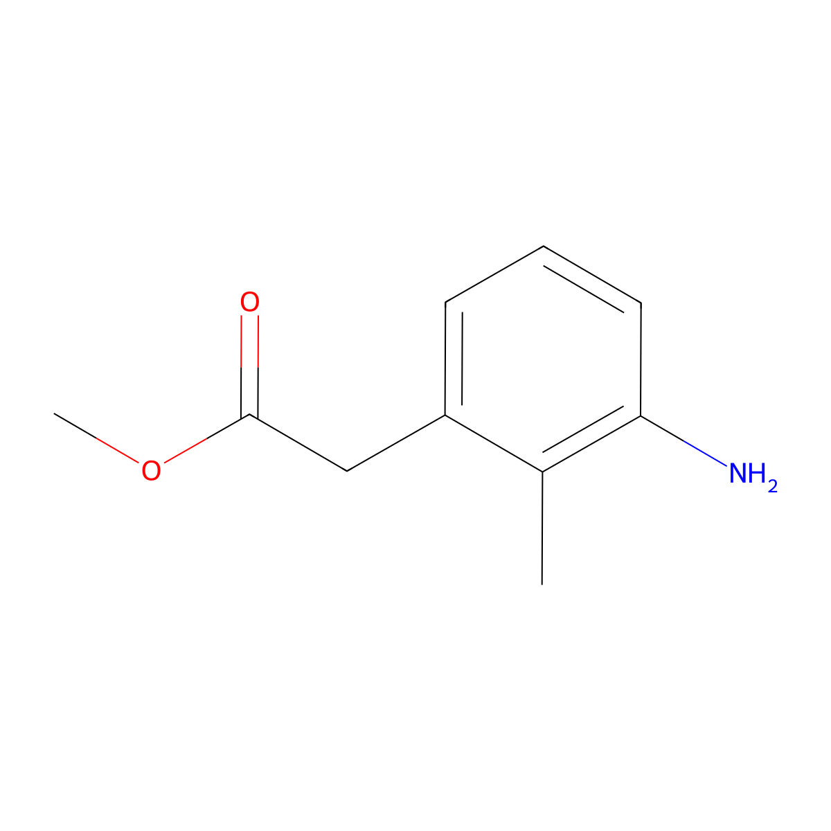Benzeneacetic acid, 3-amino-2-methyl-, methyl ester molecular structure, CAS 1261877-85-3