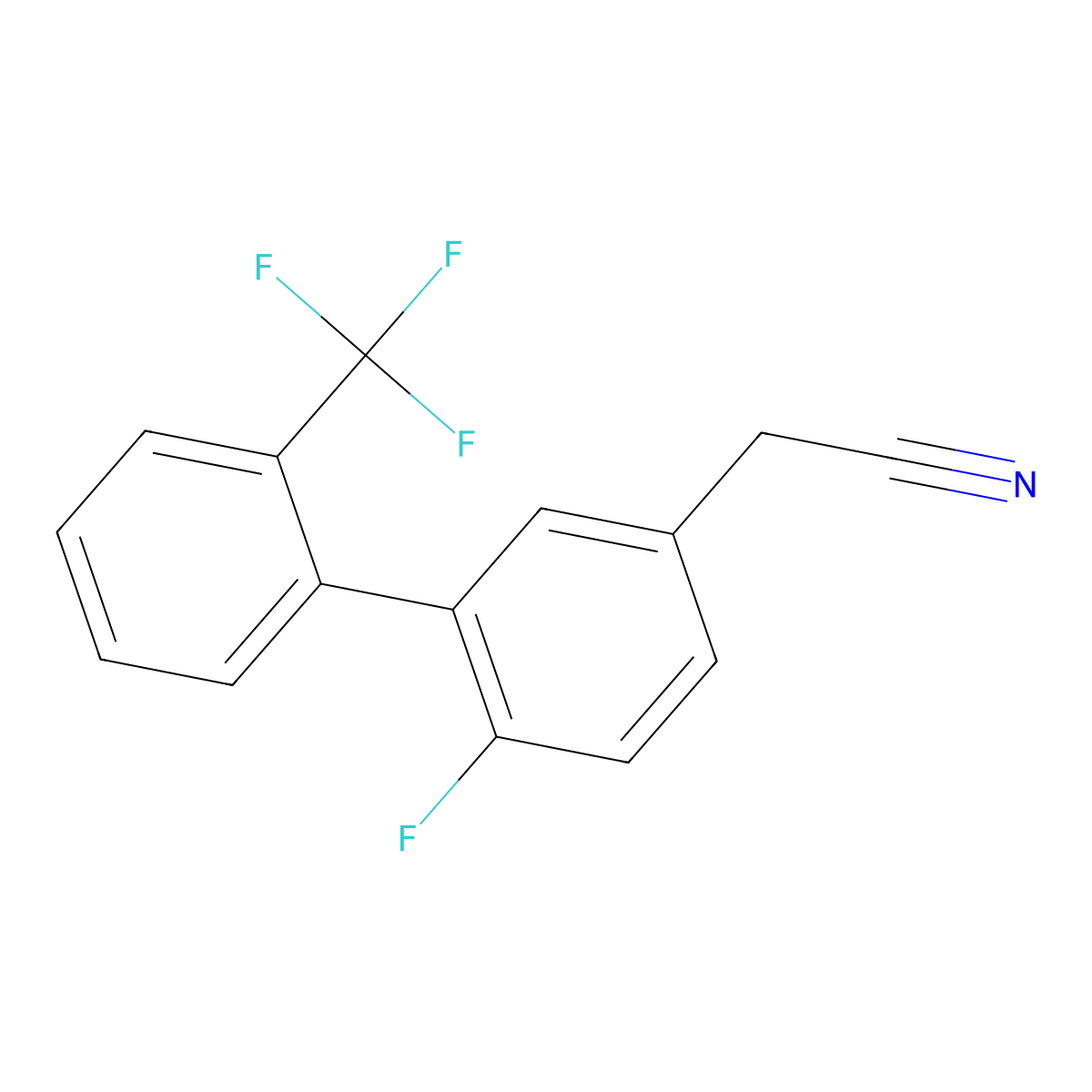 2-(6-Fluoro-2'-(trifluoromethyl)-[1,1'-biphenyl]-3-yl)acetonitrile molecular structure, CAS 1261877-92-2