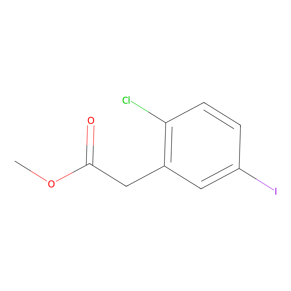 Methyl 2-(2-chloro-5-iodophenyl)acetate molecular structure, CAS 1261878-75-4