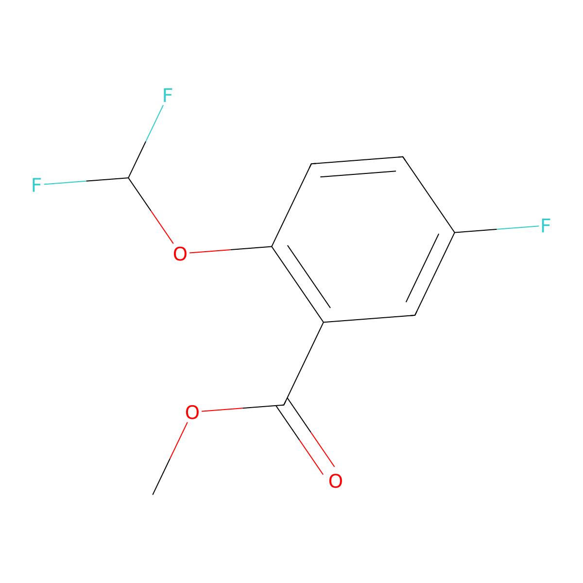 Methyl 2-(difluoromethoxy)-5-fluorobenzoate molecular structure, CAS 1261879-66-6