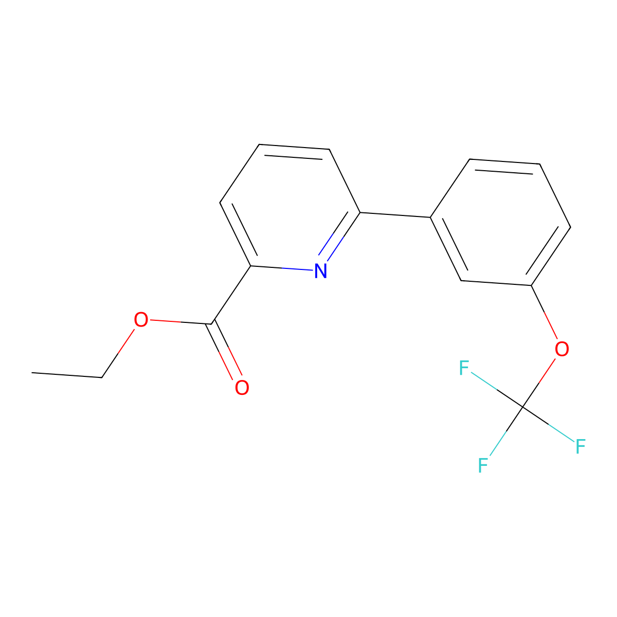 Ethyl 6-[3-(trifluoromethoxy)phenyl]-2-pyridinecarboxylate molecular structure, CAS 1261880-36-7