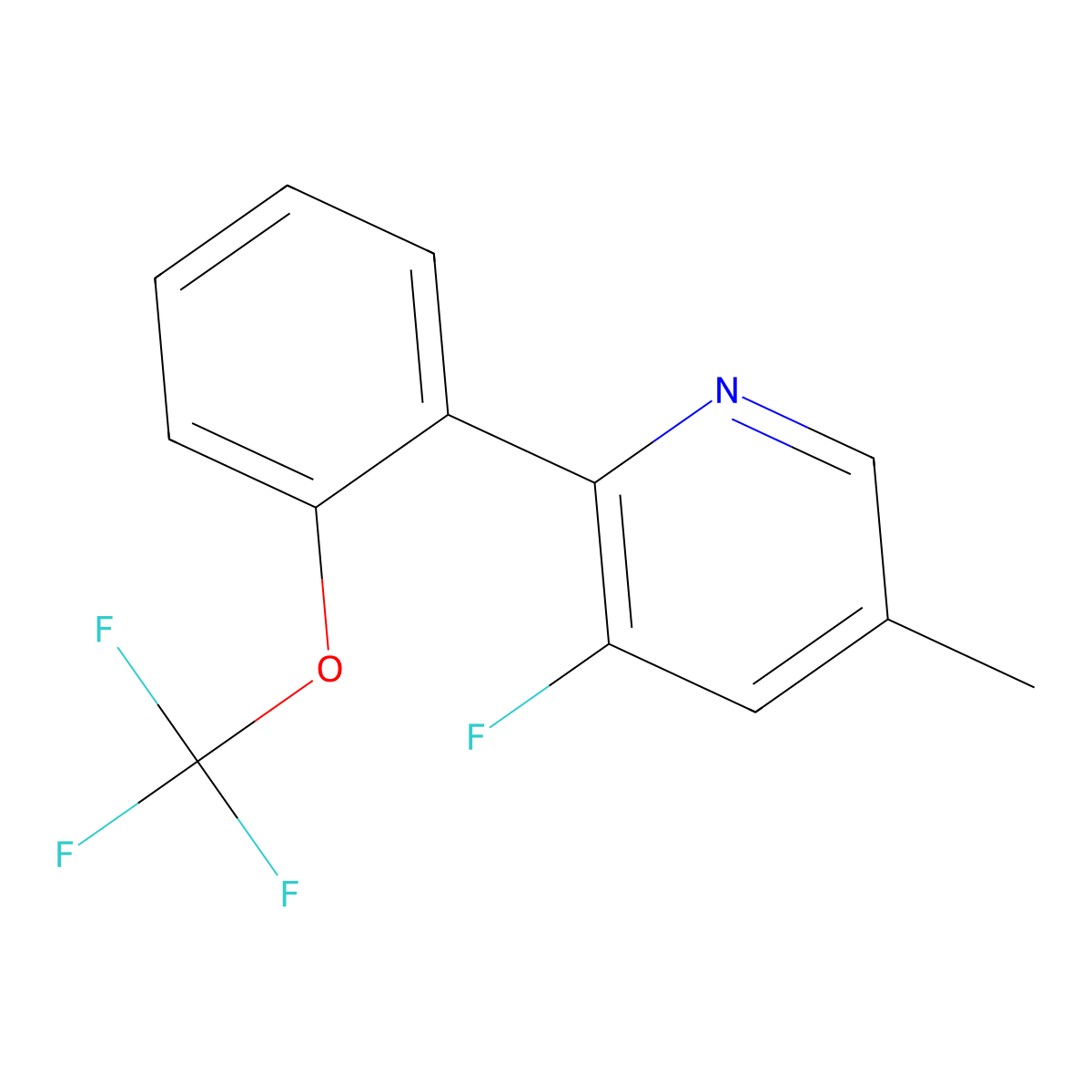 3-Fluoro-5-methyl-2-(2-(trifluoromethoxy)phenyl)pyridine molecular structure, CAS 1261881-54-2