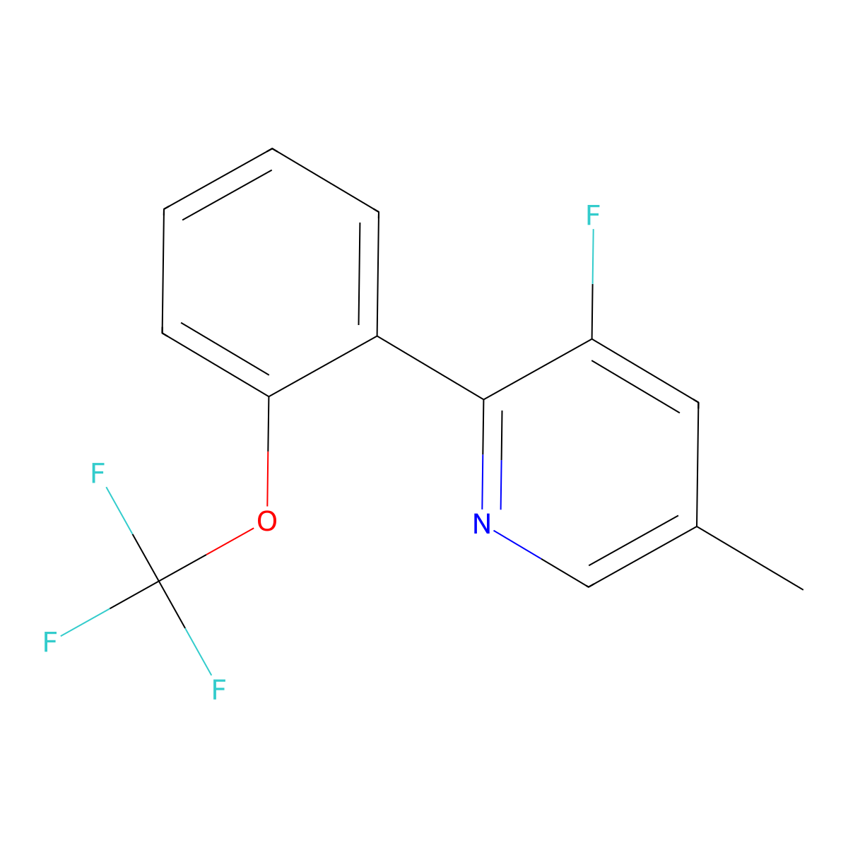 3-Fluoro-5-methyl-2-(2-(trifluoromethoxy)phenyl)pyridine molecular structure, CAS 1261881-54-2