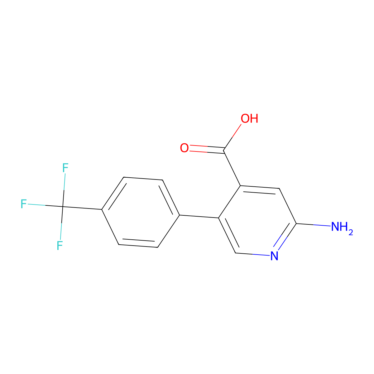 2-Amino-5-(4-(trifluoromethyl)phenyl)isonicotinic acid molecular structure, CAS 1261883-22-0