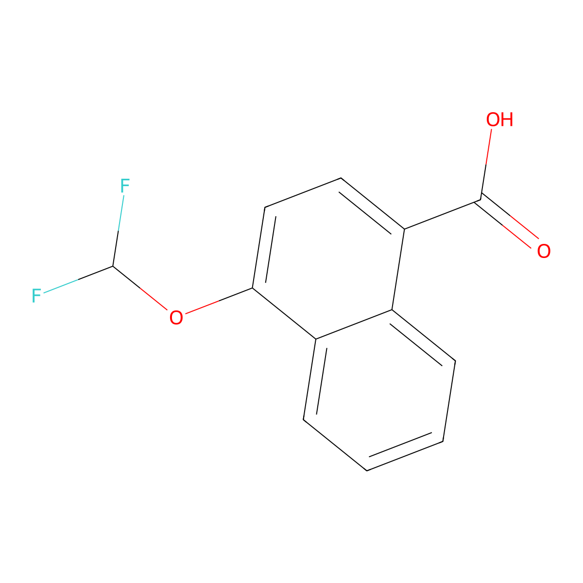 1-(Difluoromethoxy)naphthalene-4-carboxylic acid molecular structure, CAS 1261884-90-5