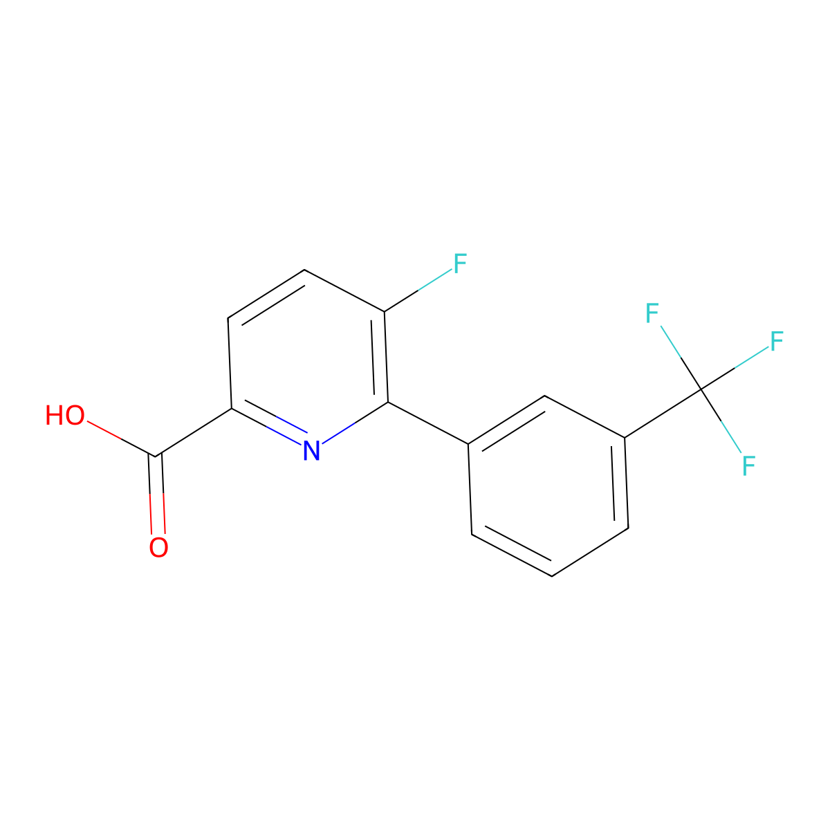 5-Fluoro-6-(3-(trifluoromethyl)phenyl)picolinic acid molecular structure, CAS 1261885-22-6