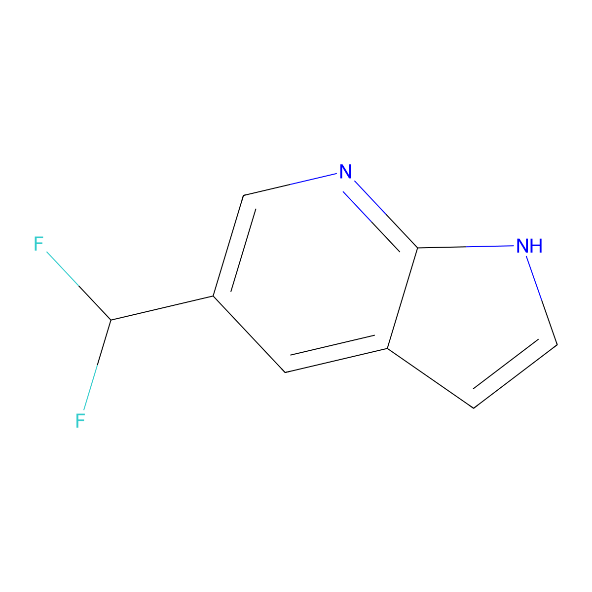5-(difluoromethyl)-1H-pyrrolo[2,3-b]pyridine molecular structure, CAS 1261885-25-9