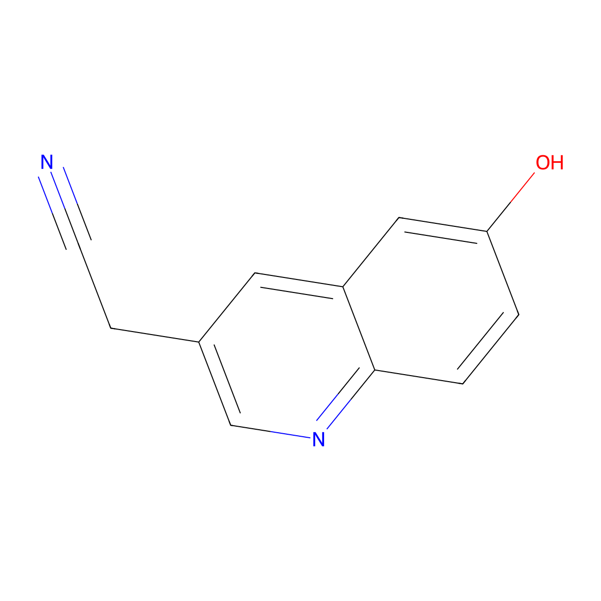 2-(6-Hydroxyquinolin-3-yl)acetonitrile molecular structure, CAS 1261886-31-0