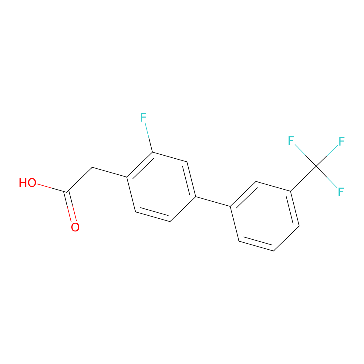 2-(3-Fluoro-3'-(trifluoromethyl)-[1,1'-biphenyl]-4-yl)acetic acid molecular structure, CAS 1261887-84-6