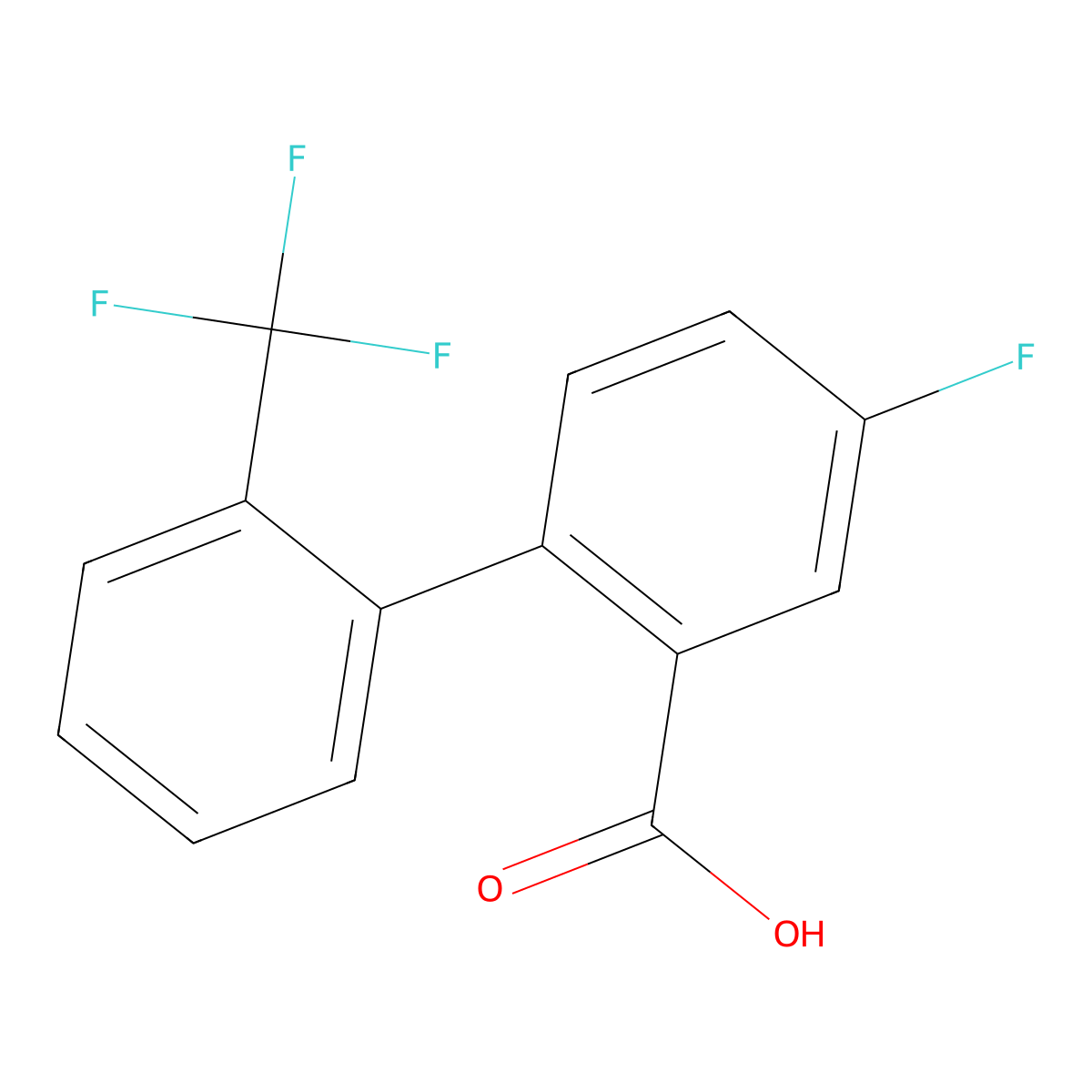 5-Fluoro-2-(2-trifluoromethylphenyl)benzoic acid molecular structure, CAS 1261887-89-1
