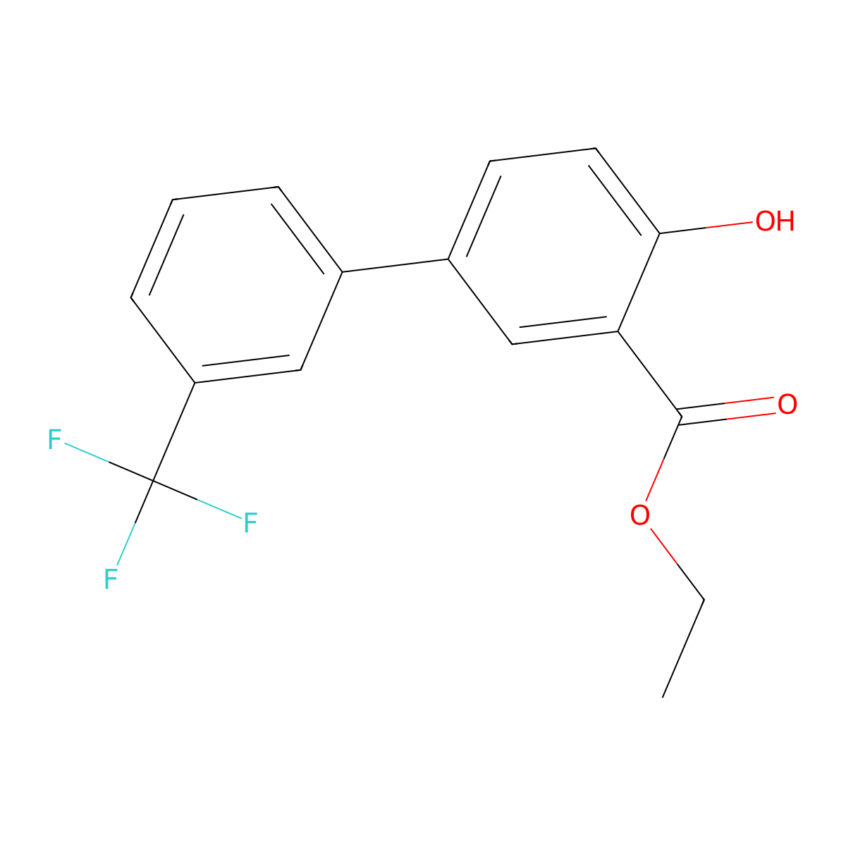 4-Hydroxy-3'-(trifluoromethyl)biphenyl-3-carboxylic acid ethyl ester molecular structure, CAS 1261888-04-3