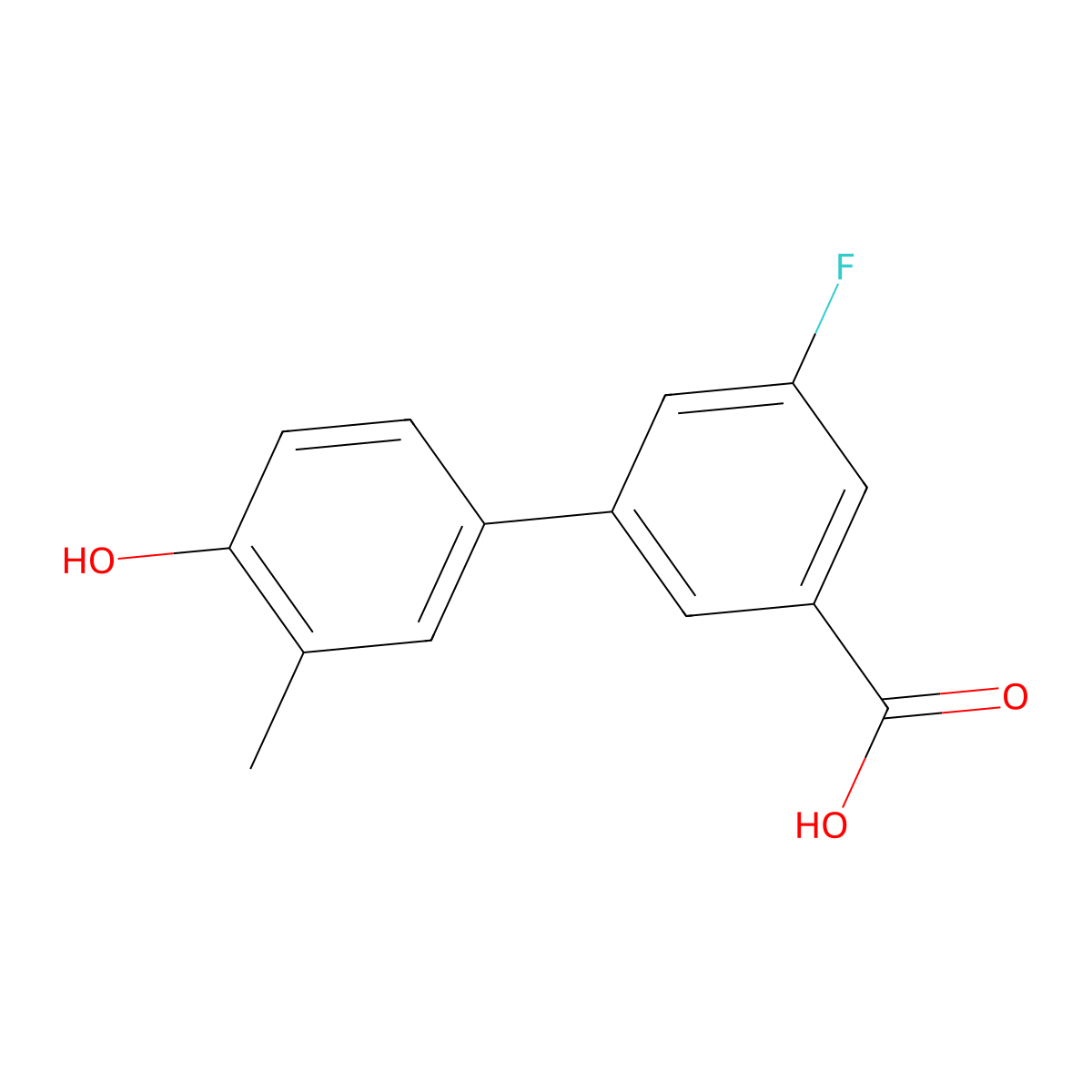 4-(3-Carboxy-5-fluorophenyl)-2-methylphenol molecular structure, CAS 1261888-35-0