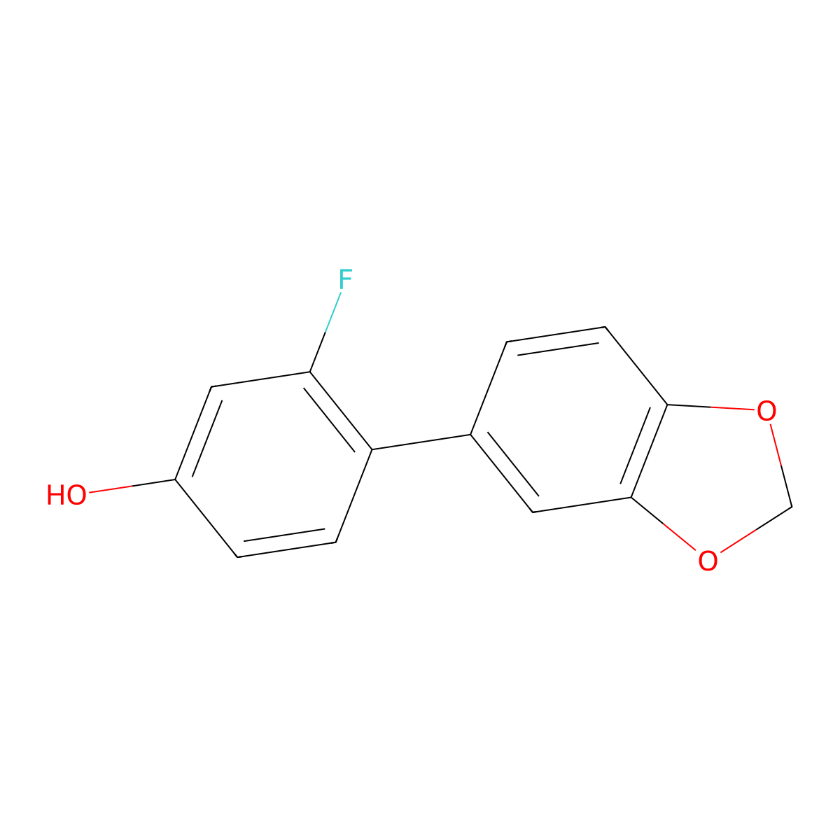 3-Fluoro-4-(3,4-methylenedioxyphenyl)phenol molecular structure, CAS 1261888-60-1